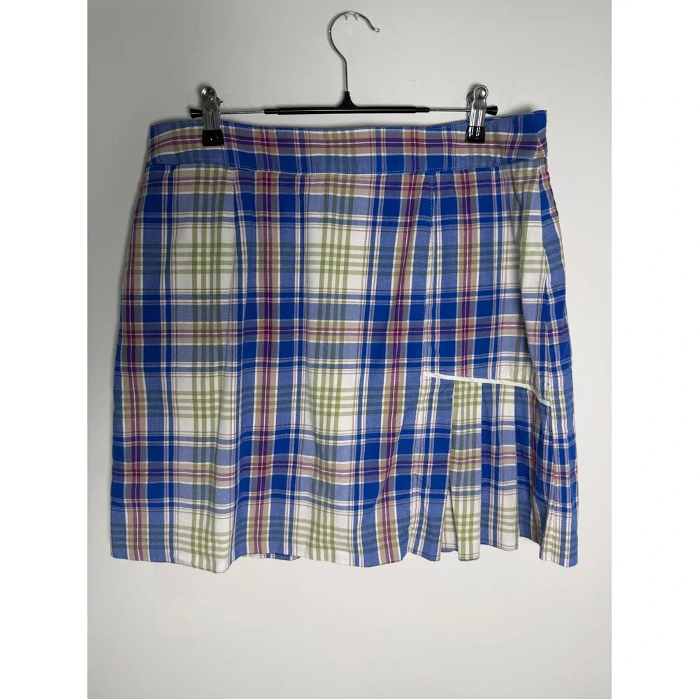 Peter Millar‎ Womens Plaid Golf Skort Blue Green Purple Pleated Skirt Size 12